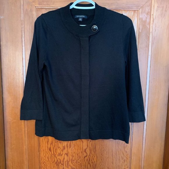 Banana Republic Cotton Blend Button Black Cardigan Size M - Picture 10 of 14